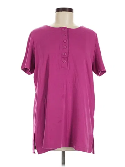 Pre-owned Woman Within Short Sleeve Henley Shirt In Purple
