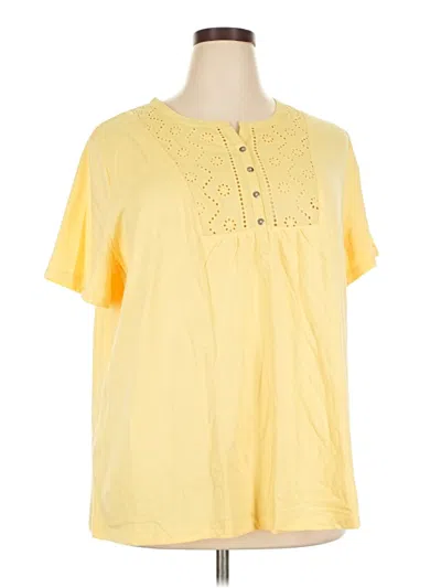 Pre-owned Woman Within Short Sleeve Henley Shirt In Yellow