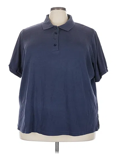 Pre-owned Woman Within Short Sleeve Polo Shirt In Blue