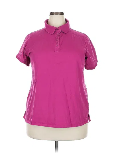 Pre-owned Woman Within Short Sleeve Polo Shirt In Pink