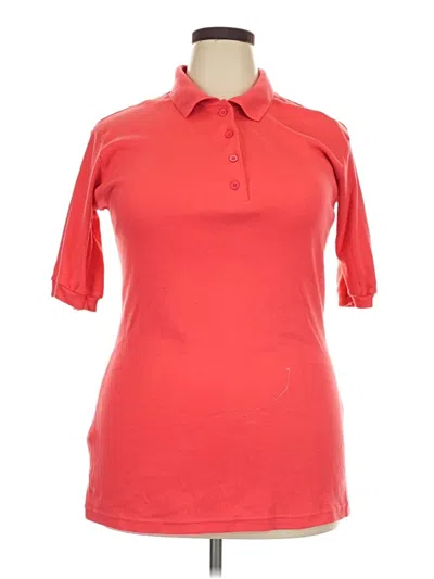 Pre-owned Woman Within Short Sleeve Polo Shirt In Red