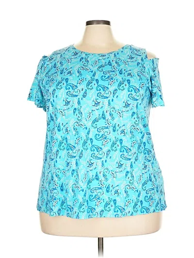 Pre-owned Woman Within Short Sleeve T-shirt In Blue