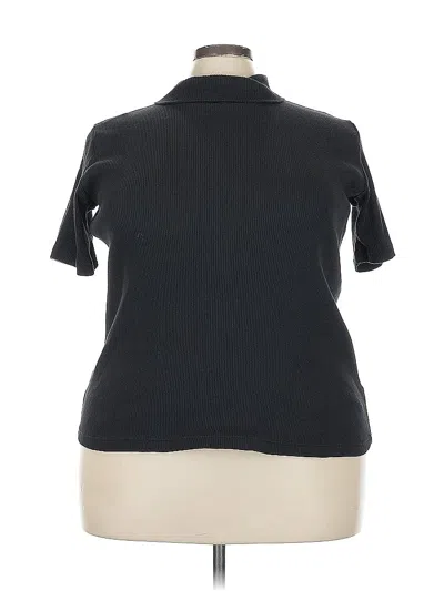 Pre-owned Woman Within Short Sleeve Top Black Mock Neckline Tops