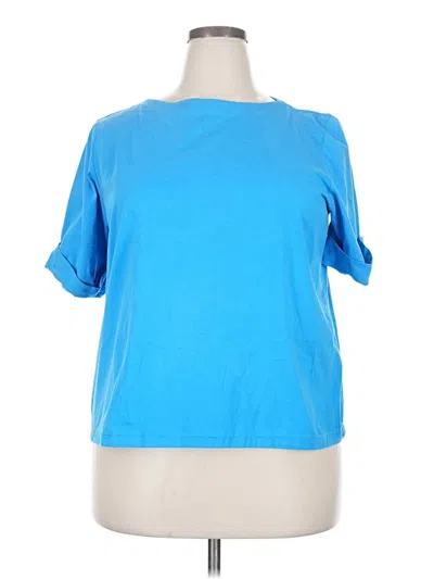 Pre-owned Woman Within Short Sleeve Top Blue Boatneck Tops