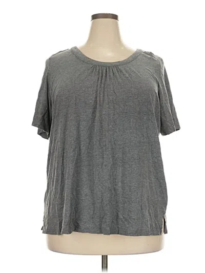 Pre-owned Woman Within Short Sleeve Top Gray Keyhole Neckline Tops