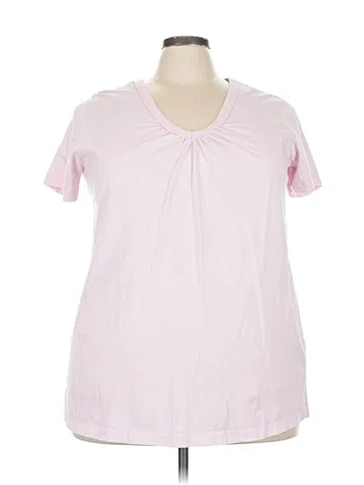Pre-owned Woman Within Short Sleeve Top Pink Keyhole Neckline Tops