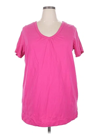 Pre-owned Woman Within Short Sleeve Top Pink Scoop Neck Tops