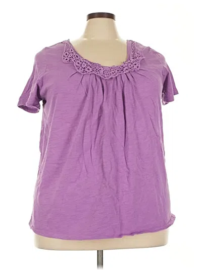 Pre-owned Woman Within Short Sleeve Top Purple Keyhole Neckline Tops