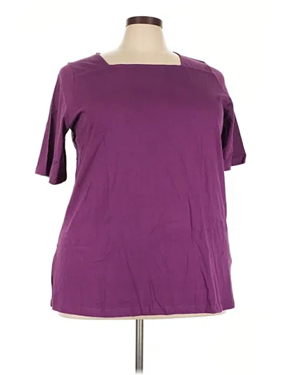 Pre-owned Woman Within Short Sleeve Top Purple Scoop Neck Tops