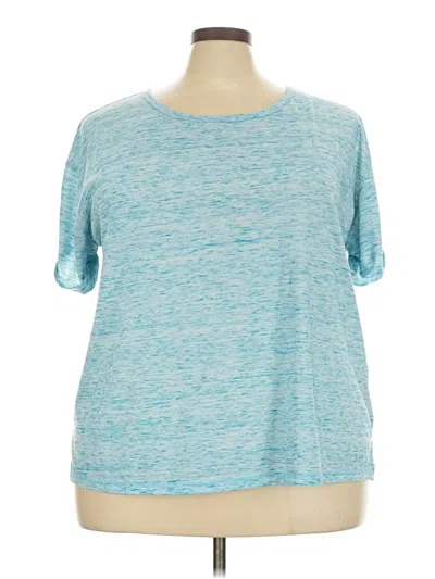 Pre-owned Woman Within Short Sleeve Top Teal Crew Neck Tops