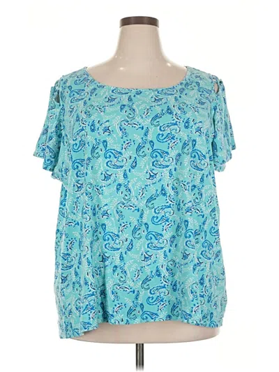Pre-owned Woman Within Short Sleeve T-shirt In Blue