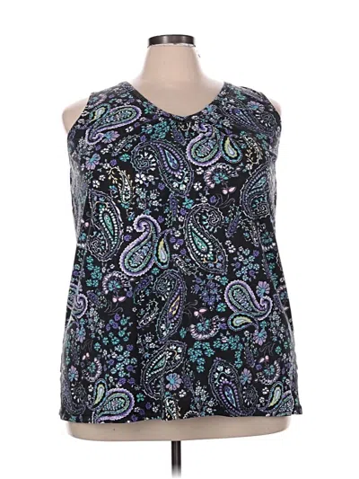 Pre-owned Woman Within Sleeveless Blouse In Black