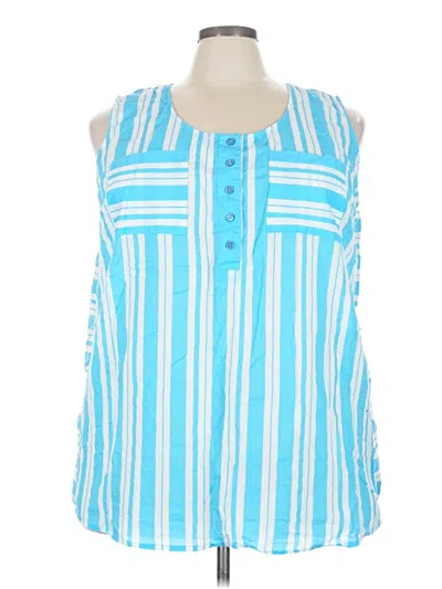 Pre-owned Woman Within Sleeveless Blouse In Blue