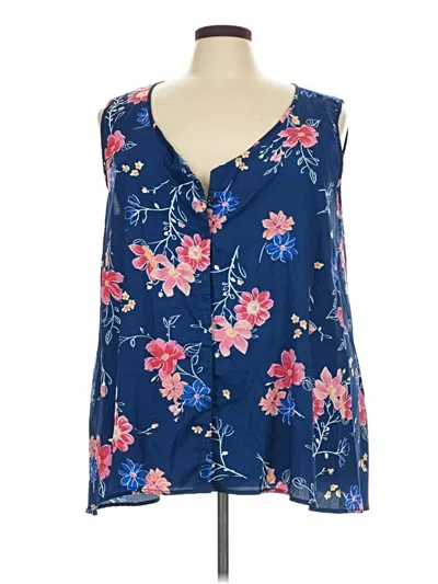 Pre-owned Woman Within Sleeveless Blouse In Blue