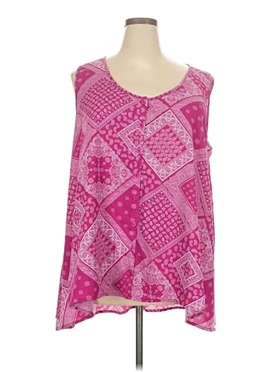 Pre-owned Woman Within Sleeveless Blouse In Pink