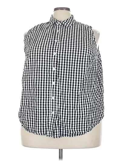 Pre-owned Woman Within Sleeveless Button Down Shirt In Black