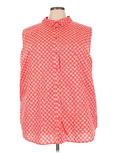 Pre-owned Woman Within Sleeveless Button Down Shirt In Red
