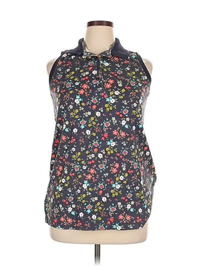 Pre-owned Woman Within Tank Top Black Collared Neckline Tops