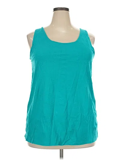 Pre-owned Woman Within Tank Top Teal Halter Neckline Tops