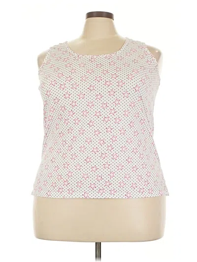Pre-owned Woman Within Tank Top White Stars Pattern Halter Neckline Tops