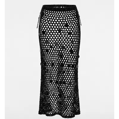 Women & Women Women's Black Sequin-embellished Knit Skirt