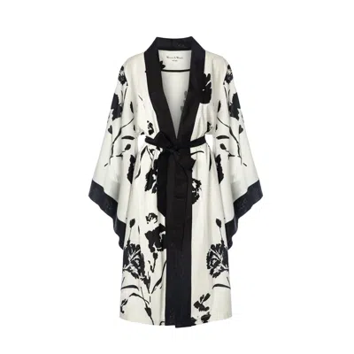 Women & Women Women's Black / White Black And White Large Floral Cotton Kimono In Black/white