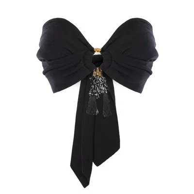 Women&women Women's Mari Short, Black Linen Blend Bustier
