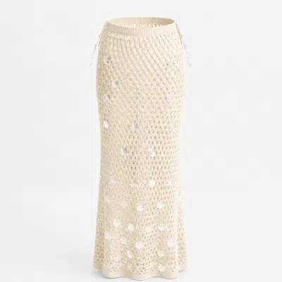 Women & Women Women's Off-white Sequin-embellished Knit Skirt