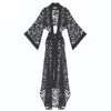 Women&women Women's Sevilla Black Color, Sheer Zebra Patterned Design Kimono Dress In Black