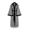 Women&women Women's White / Black Shoulder-off, Knitted Black-white-golden Patterned Kimono In White/black