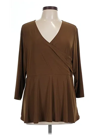 Pre-owned Women With Control 3/4 Sleeve Blouse In Brown