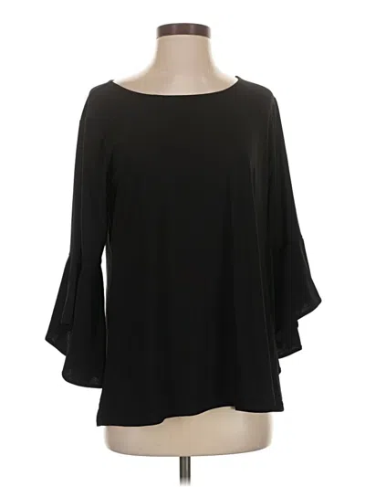 Pre-owned Women With Control 3/4 Sleeve Top Black Boatneck Tops