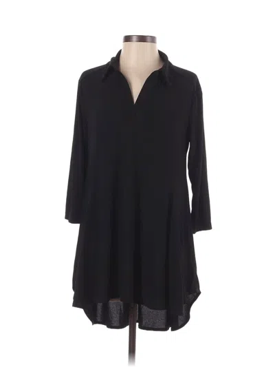 Pre-owned Women With Control 3/4 Sleeve Top Black Open Neckline Tops