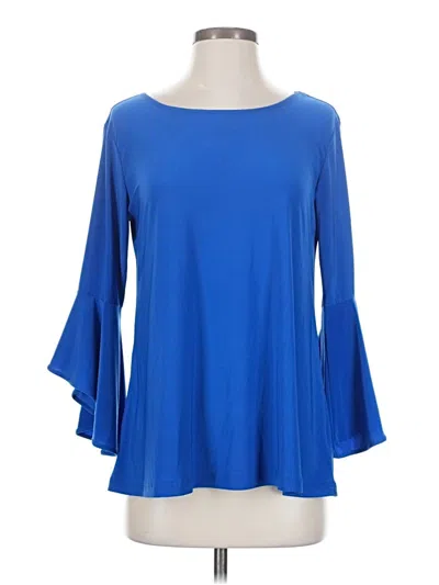 Pre-owned Women With Control 3/4 Sleeve Top Blue Boatneck Tops