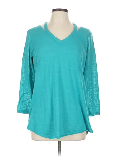 Pre-owned Women With Control 3/4 Sleeve Top Teal V Neck Tops In Blue