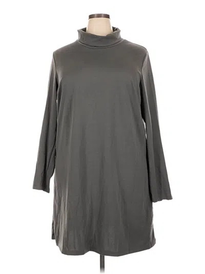 Pre-owned Women With Control Long Sleeve Top Gray Turtleneck Tops