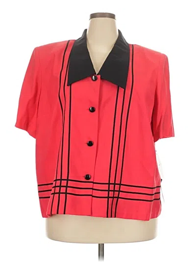 Womens Perceptions Short Sleeve Blouse In Pink