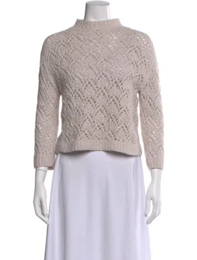 Pre-owned Wommelsdorff Cashmere Mock Neck Sweater In Neutral
