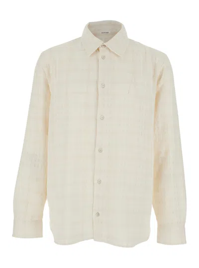 Won Hundred Adriel Classic Collar Cotton-blend Shirt With Long Sleeves For Men In White