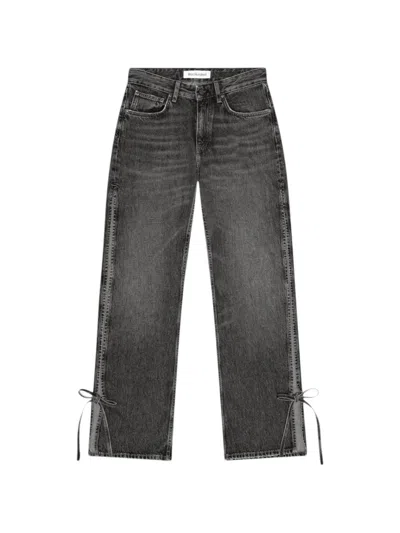 Won Hundred Baggy Tie-fastening Slit Jeans In Gray