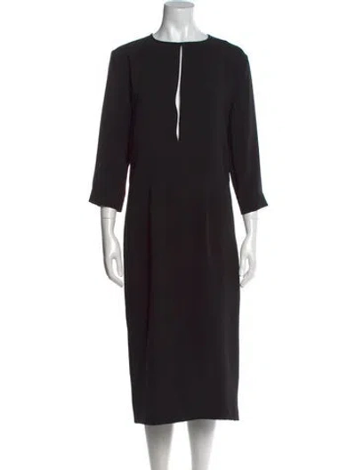 Pre-owned Won Hundred Bateau Neckline Midi Length Dress In Black