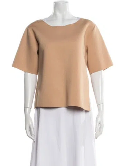 Pre-owned Won Hundred Bateau Neckline Short Sleeve Top In Brown/neutrals