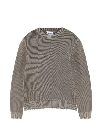 Won Hundred Bently Distressed Ribbed-knit Sweater In Neutral