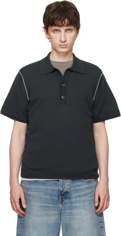 Won Hundred Black Jonas Two Layer Knit Polo In Blue