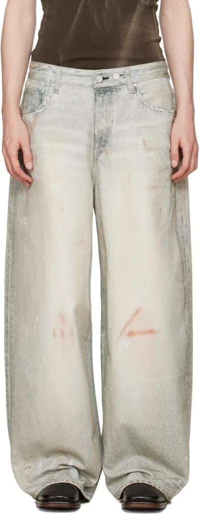 Won Hundred Blue Lyon Printed Denim Jeans In Gray