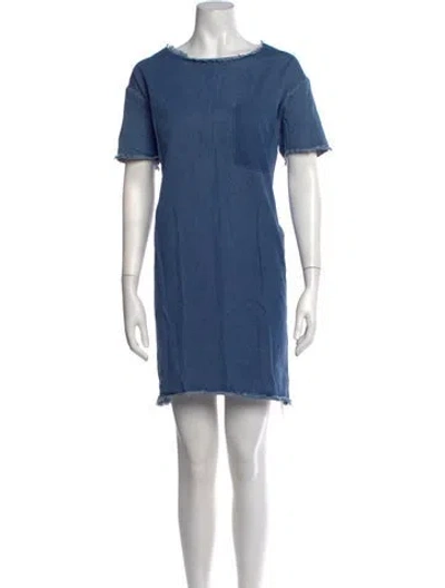 Pre-owned Won Hundred Crew Neck Mini Dress In Blue
