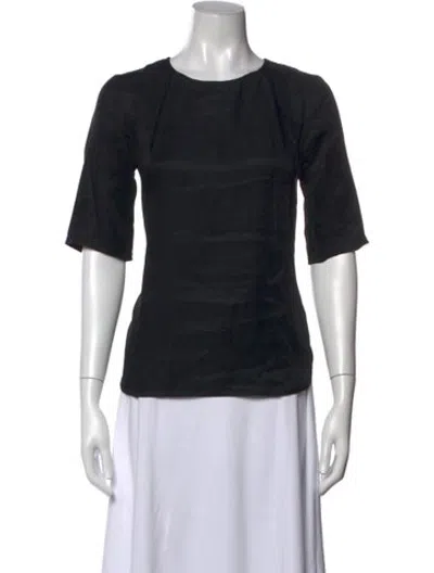 Pre-owned Won Hundred Crew Neck Three-quarter Sleeve Top In Black