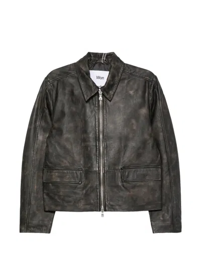 Won Hundred Denzel Distressed Leather Jacket In Multi