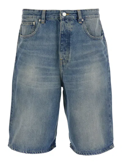 Won Hundred Five-pocket Bermuda Shorts With Back Patch Logo In Blu