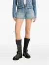 Won Hundred Frayed-hem Denim Shorts In Blue